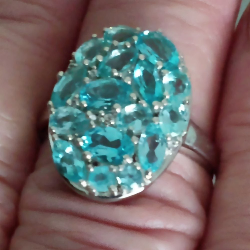 NEW  Paraiba Apatite ring Platinum over 925